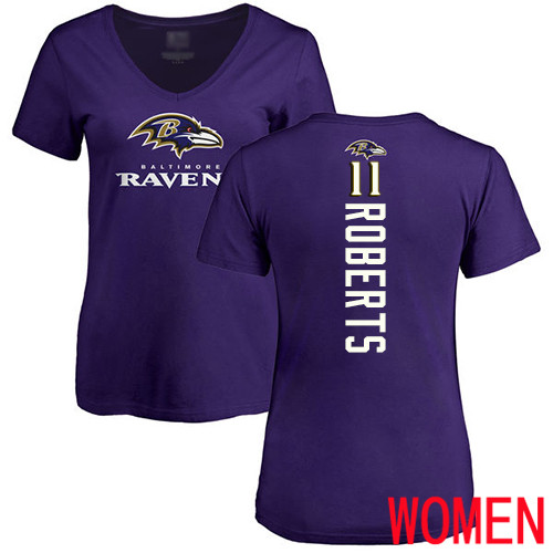 Baltimore Ravens Purple Women Seth Roberts Backer NFL Football #11 T Shirt